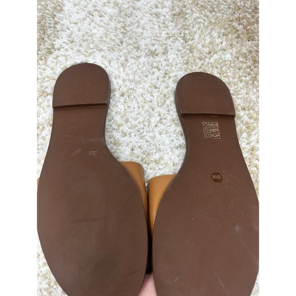 Tory Burch Women's Ines Flat Slide Goat Leather Sandals Brown US 10.5M - Picture 6 of 8